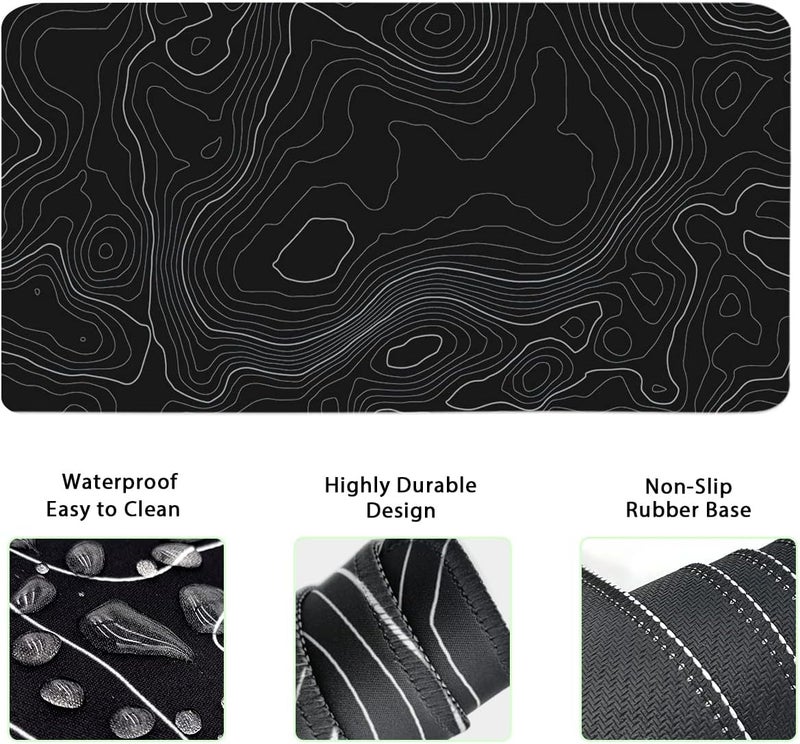 Yunoble Topographic Large Mouse Pad and Keyboard Wrist Rest, Desk Pad for Keyboard and Mouse, 4-in-1 Large Gaming Mouse Pad with Wrist Support, Non-Slip Desk Mat for Home Office Study Game-Topographic Contour - Image 3